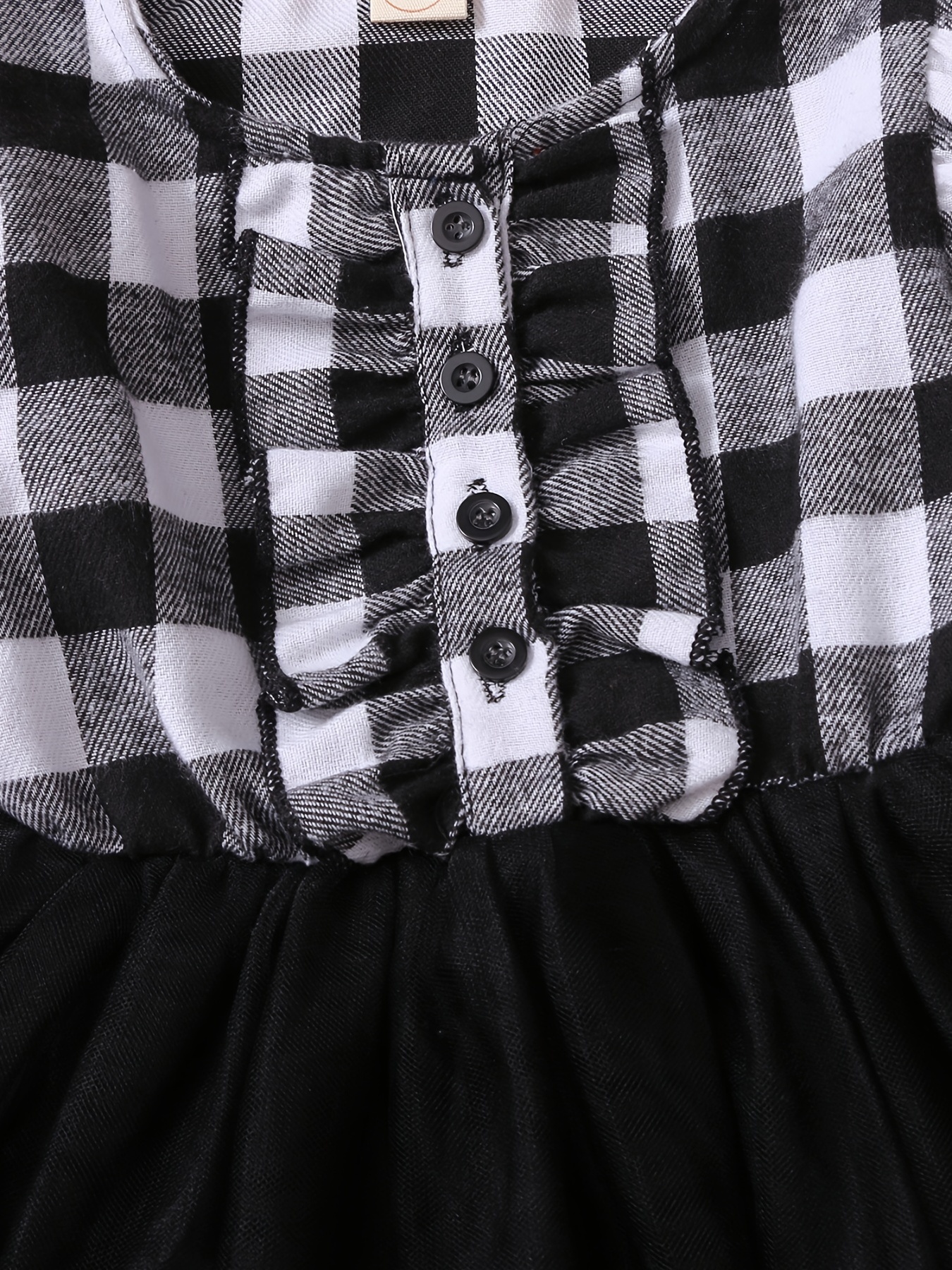 Girls Plaid Button Tulle Tutu Patchwork Princess Dress