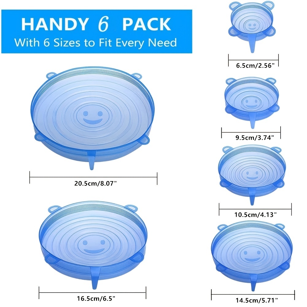  YAZJIWAN Silicone Stretch Lids, Durable & Eco-Friendly Elastic Lids  Reusable Heat Resistant Various Sizes Cover for Bowl (Blue-6pack): Home &  Kitchen