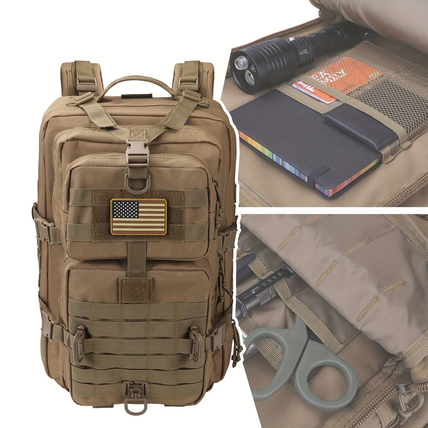 Military Backpack Assault Pack Rucksack Tactical US Bag 36L MOLLE Hiking  Coyote