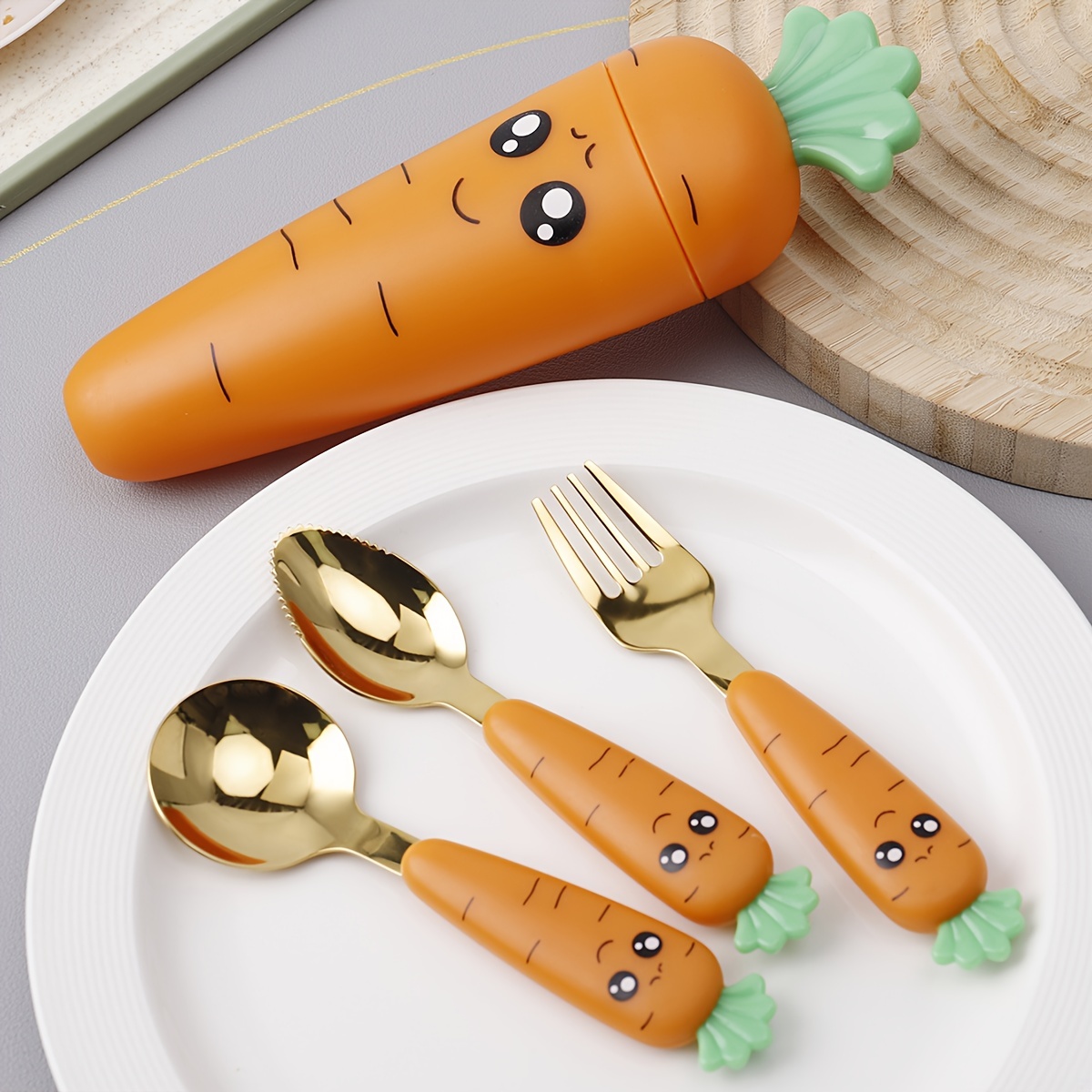 Carrot Shape Travel Utensil Sets For Lunch 304 Stainless - Temu