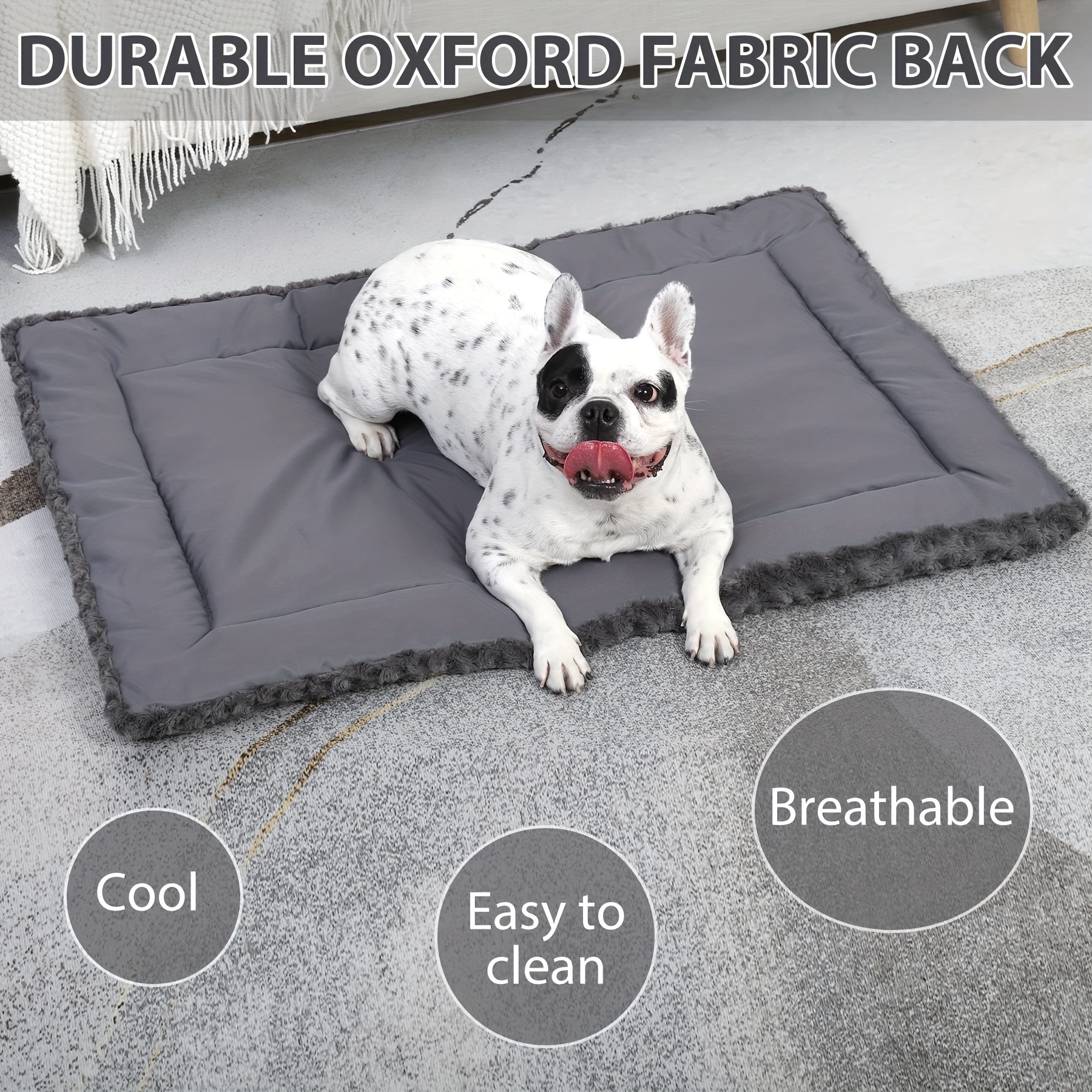 Washable Dog Bed Mat Reversible Dog Crate Pad Soft Fluffy Pet