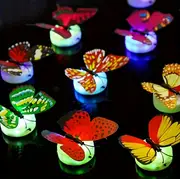 10 20pcs colorful glowing butterfly night light powered by battery stickable led decorative wall light butterfly style colors shipped randomly details 1