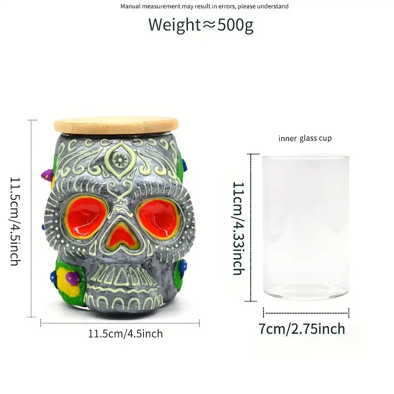 1pc glass smoking ashtray glow in dark tobacco container with luminous halloween skull head hand painted tobacco storage sealed jar with lid glass jar for smoking cigarette tobacco storage halloween christmas gift details 2