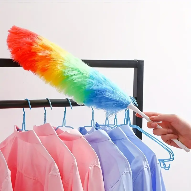 1pc Household Rainbow Feather Duster, Retractable Dust Remover For Roof  Dust Cleaning And Ceiling Cleaning for shops