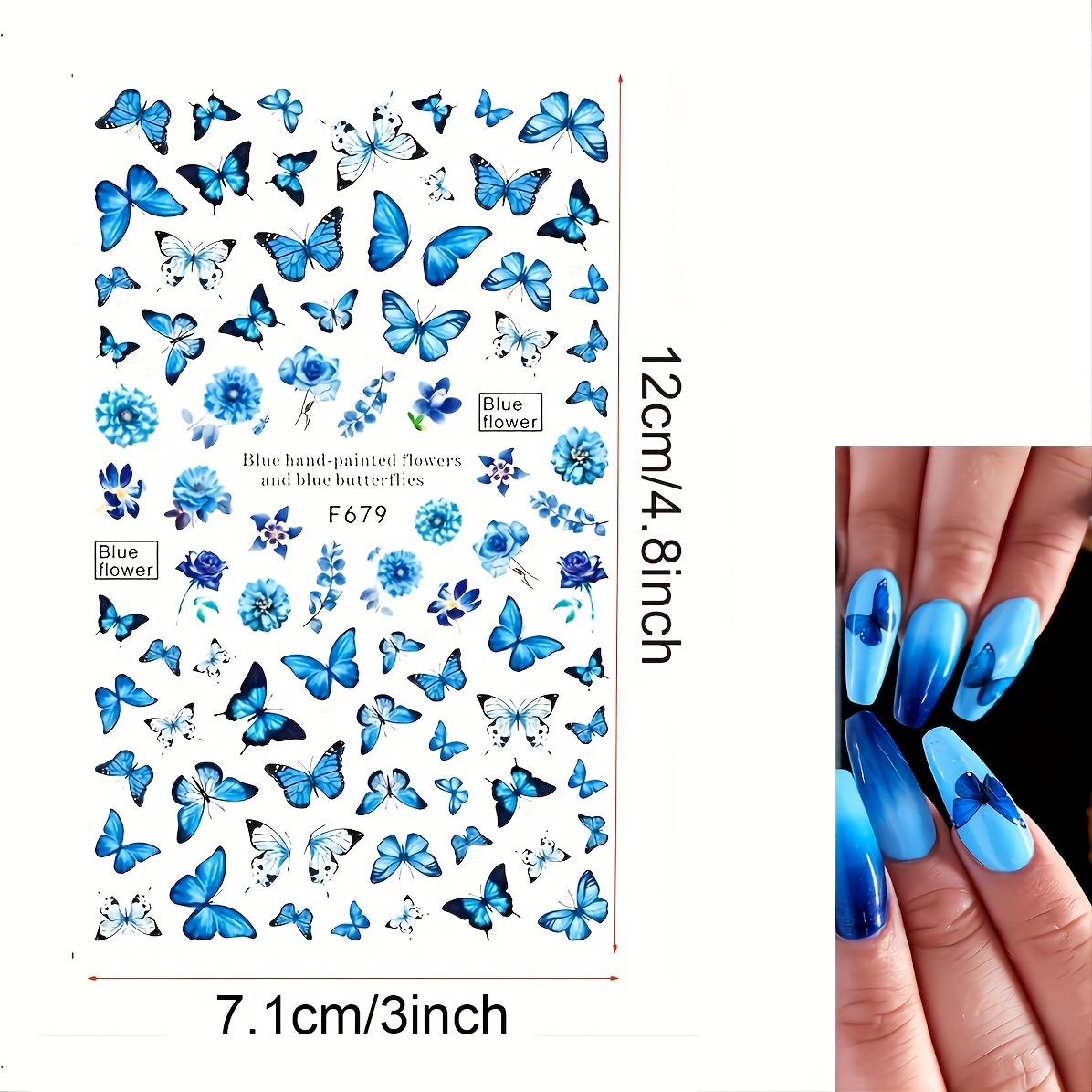 Butterfly Nail Art Stickers , 3D Self-Adhesive Nail Decals Colorful  Butterflies Spring Flowers Nail Designs for Acrylic Nails Supplies Manicure  Decorations 8 Sheets H Butterfly