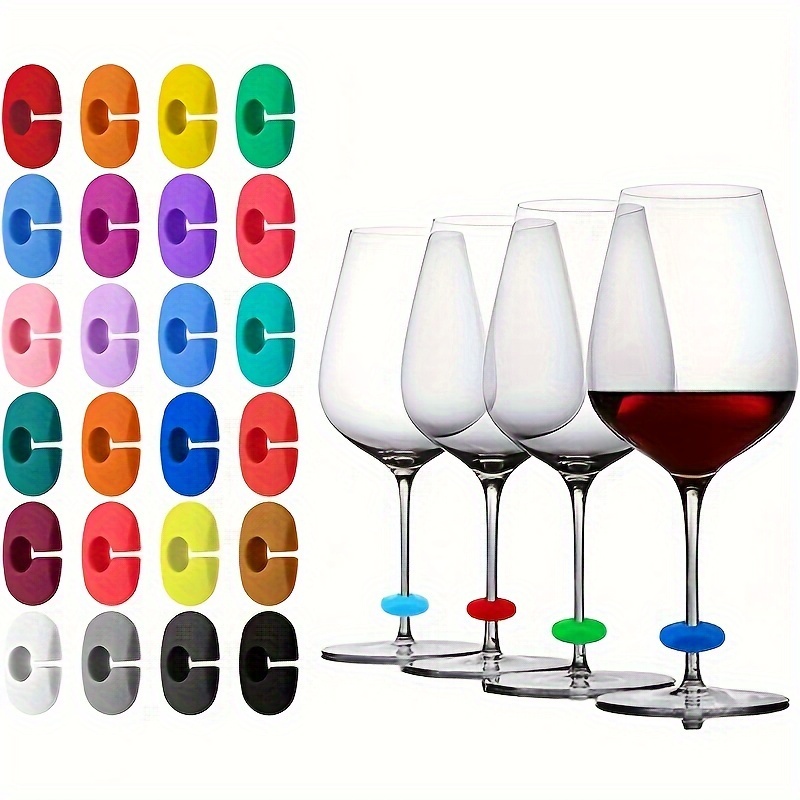 12Pcs Wine Glass Markers Set Of 12 Mini Circle Silicone Drink Glass Charms  Tags Recognizer Cup Labels Signs For Party Bar