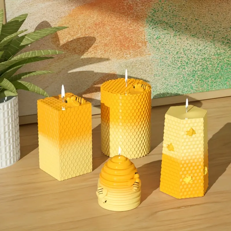 3D Bee Candle Molds Honeycomb Silicone Soap Mold Wax Mold Candle Making  Mould
