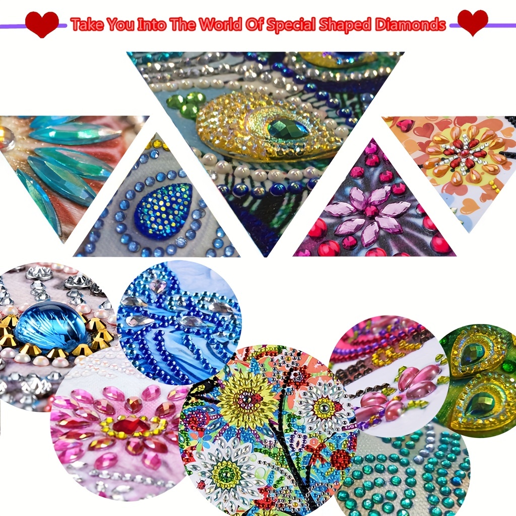 9pcs/Set DIY Artificial Diamond Art Valentine's Holiday Ornaments Without  Tray Wood Material Diamond Painting Crystal Rhinestone Ornaments With Stand