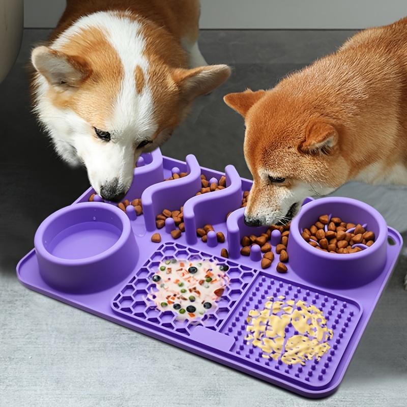 Pet Slow Feeder Multi-purpose 1 Silicone Dog Licking Mat For Dry & Wet  Food, Dog Slow Feeding Plate Bowl With Waterer No Spill Non-slip Dog Lick  Mat With Suction Cups - Temu