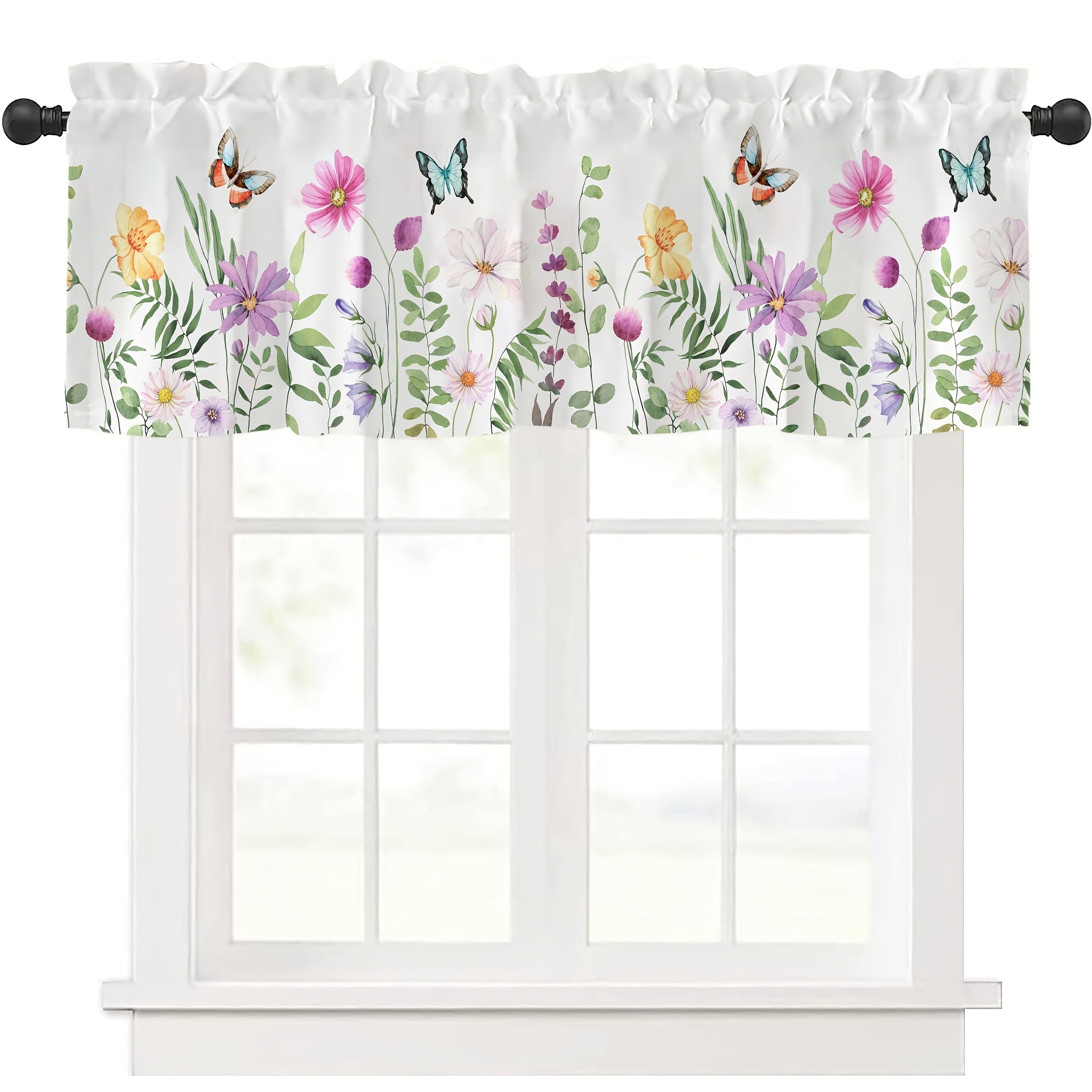 Pastoral Floral Short Curtain Valance Bay Window Dustproof - Temu