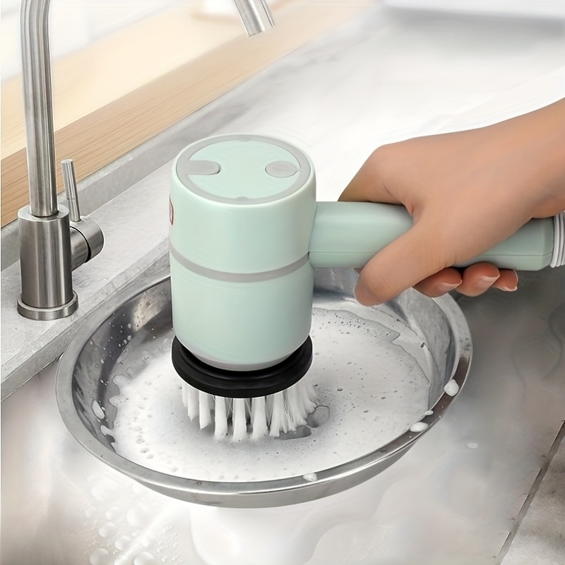 Electric Spin Scrubber With 6 Replaceable Brush Heads, 2 Adjustable Speeds,  250/400rpm Cordless Floor Scrubber With Extension Handle, 90mins Runtime,  Ipx5 Waterproof, Usb Charging, Suitable For Bathroom, Kitchen, Floor, Tile,  Bathtub, Window 