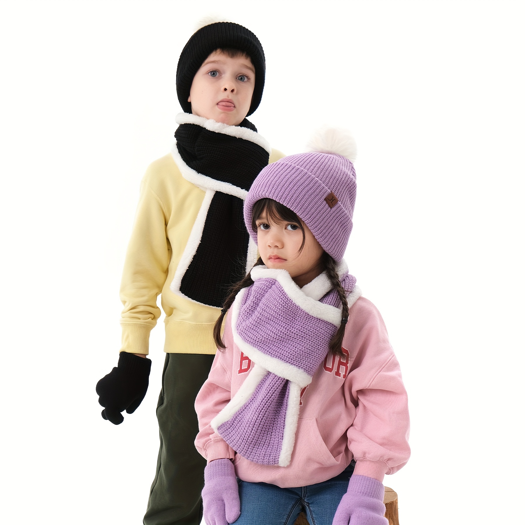 Ensemble bonnet, écharpe et gants pour fille de 1, 2, 3, 4 et 5