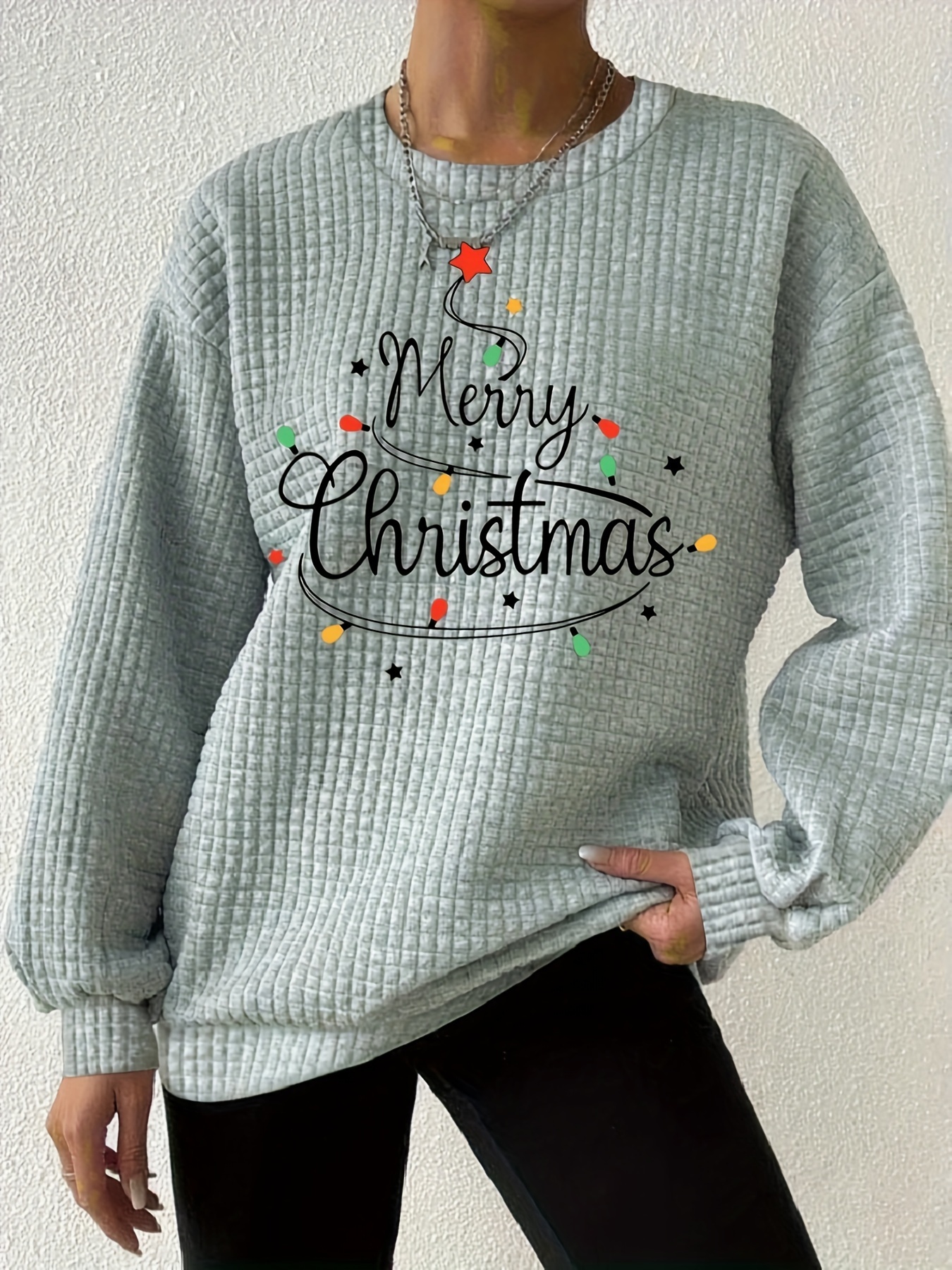  PRDECE Sweatshirt for Women Christmas Letter Graphic