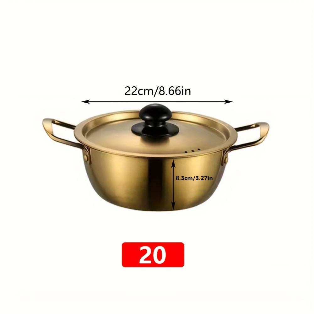 Ramen Noodle Pot With Lid, Double Handle Ramen Cooking Pot For Kitchen,  Cookware - Temu
