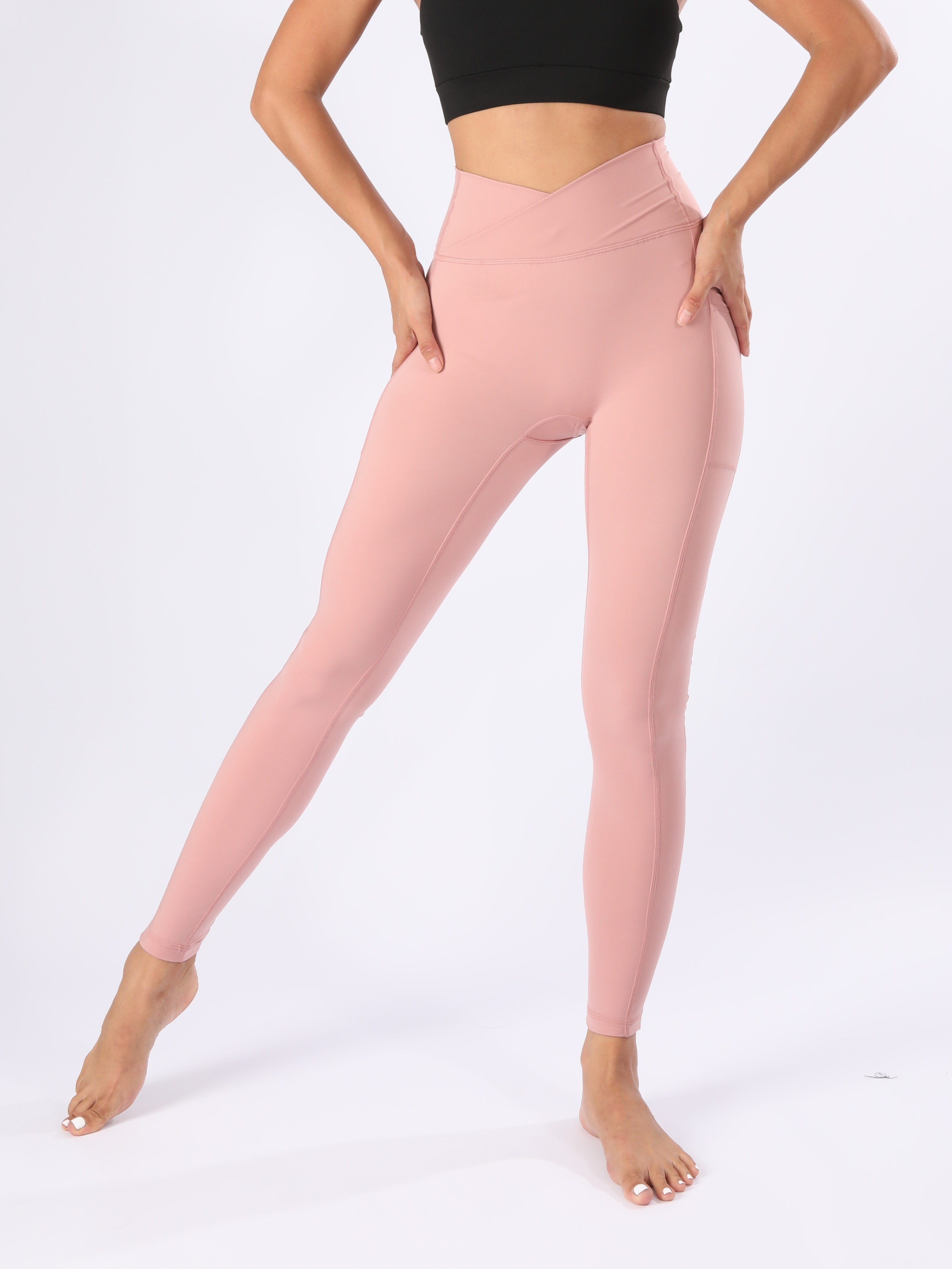 Clearance Stretchy Women's High Waisted Elasticity Ninth Pants Show Thin  Leggings Tummy Control Hot Pink M 