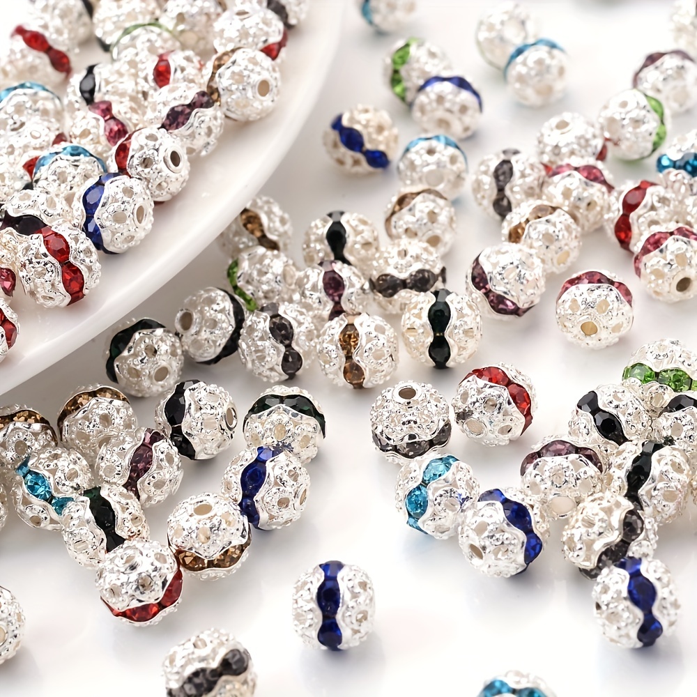 Multicolor Crystal Rhinestone Spacer Flat Beads For Bracelets