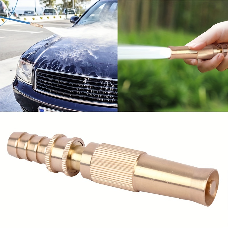 

1pc/2pcs, High Pressure Water Gun Nozzle With Brass Nozzle Attachment Brass Garden Nozzle 1/2" Adjustable Hose Watering Garden Cleaning Yard