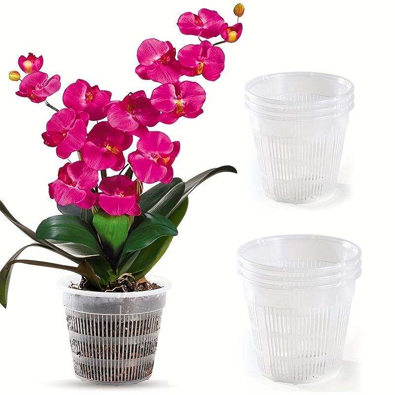 

5pcs, Orchid Pot, Special Root Control Flower Pot For Orchid, Clear Orchid Pots With Holes Slotted Mesh Net Cups Planting Baskets For Repotting Gardening Flower Plants Pots