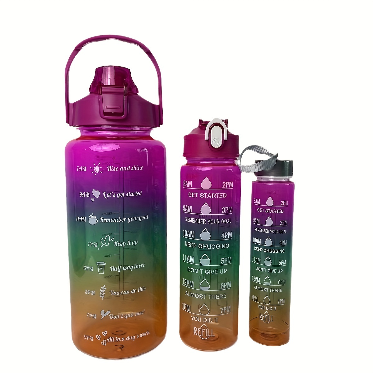 Sports Water Bottle Set Colourful Gradient Push Button Large - Temu