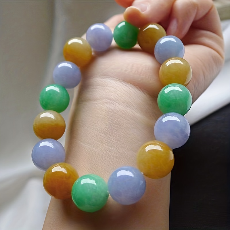 

Trendy Popular Simple Colorful Beaded Natural Jade Bracelet For Men, Holiday Birthday Gift For Boyfriends/ Girlfriends