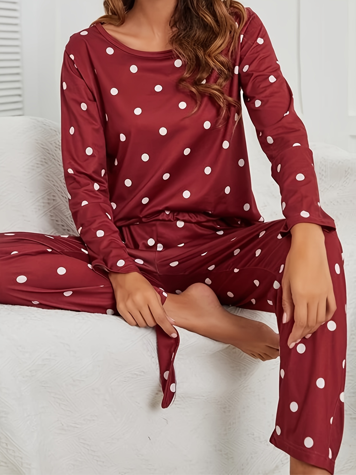 Conjunto de pijama mujer Lunares Eslinga de seda sin mangas