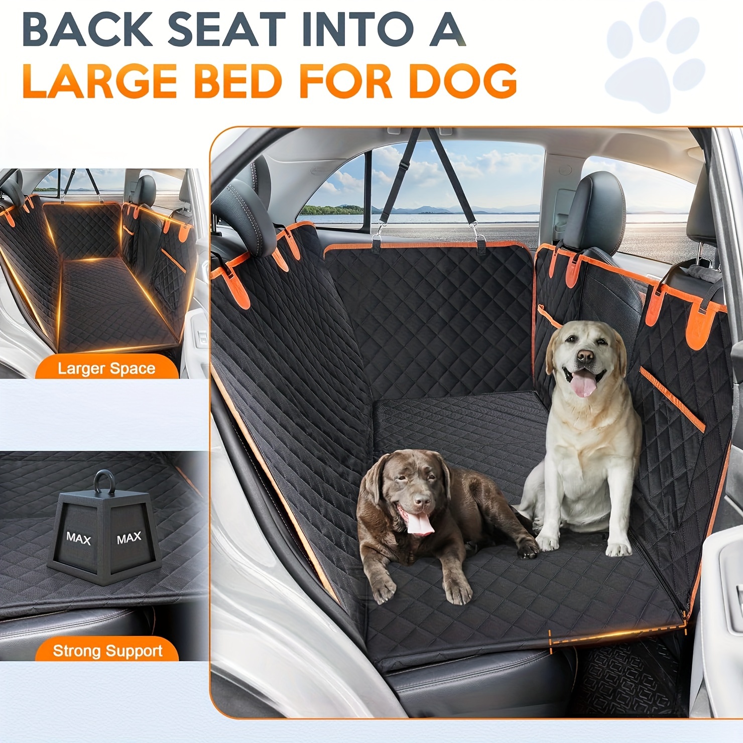 Back Seat Extender For Dogs Dog Car Seat Cover With Hard - Temu