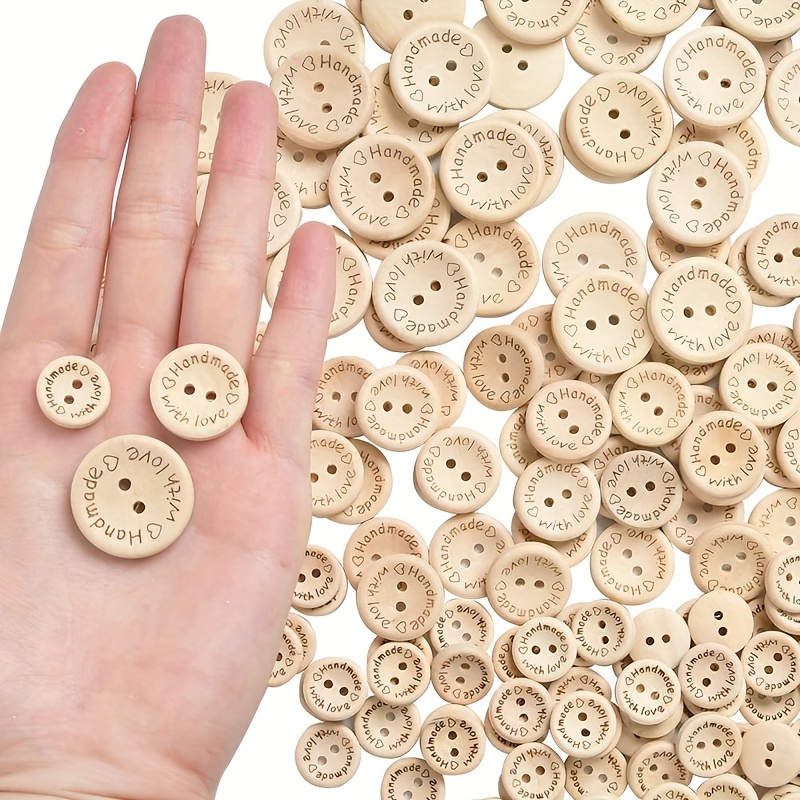 100 pezzi di bottoni rotondi misti in legno assortiti bottoni
