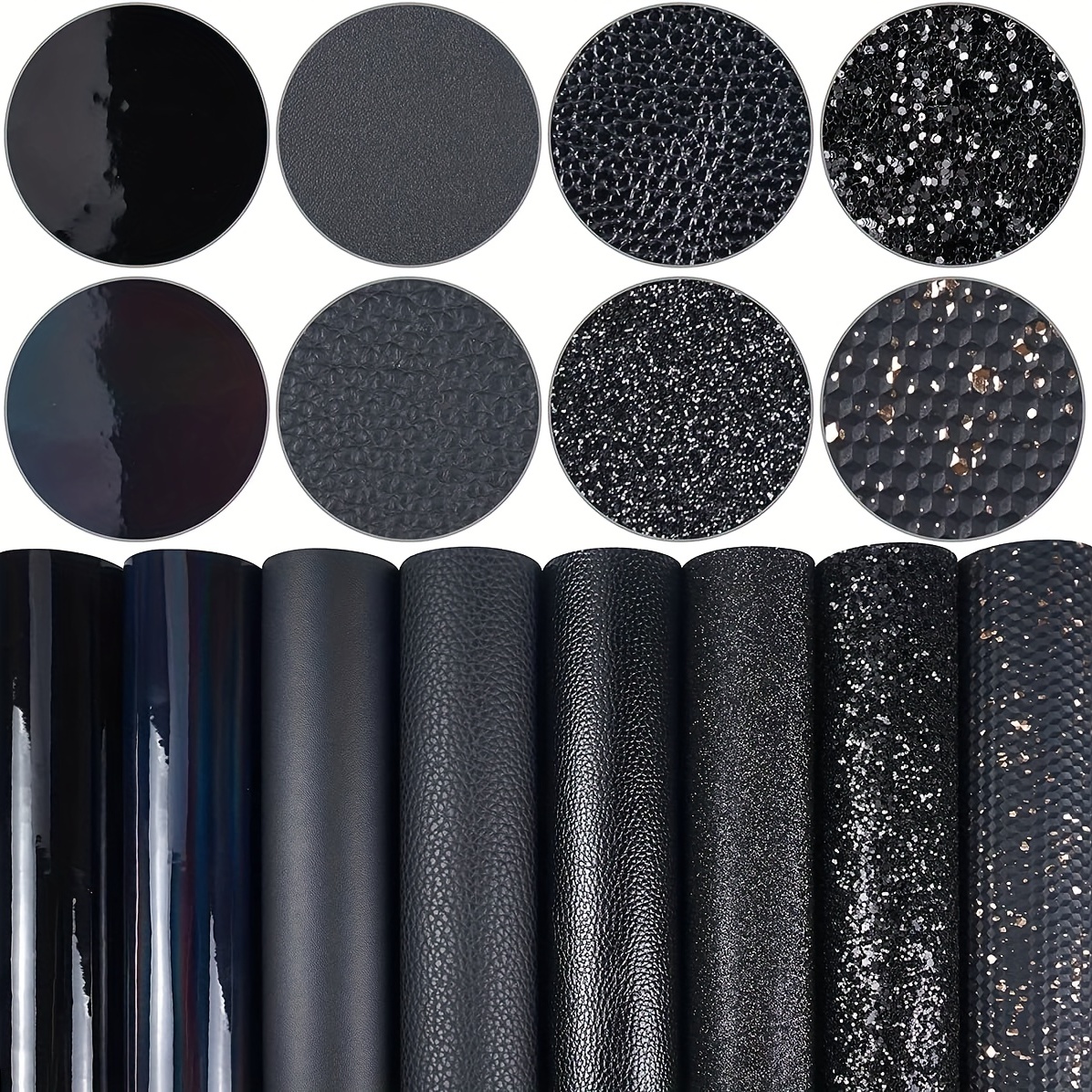 Faux Leather Sheets Black Fine Chunky Glitter Metallic - Temu