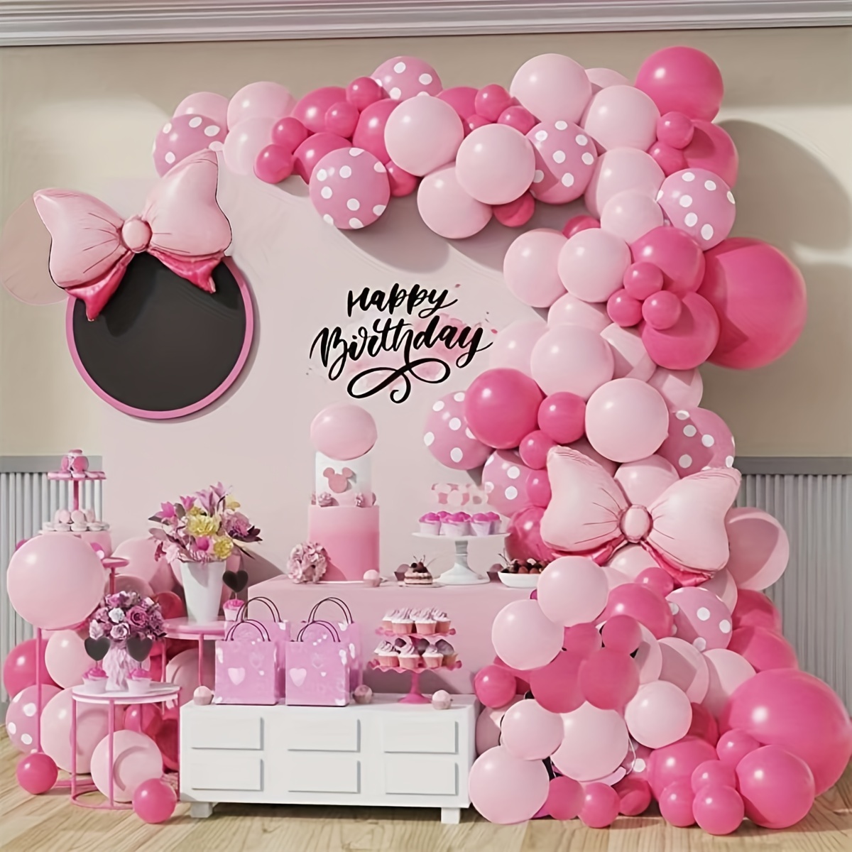 50 piezas decoraciones de fiesta de cumpleaños de color rosa - Temu Chile