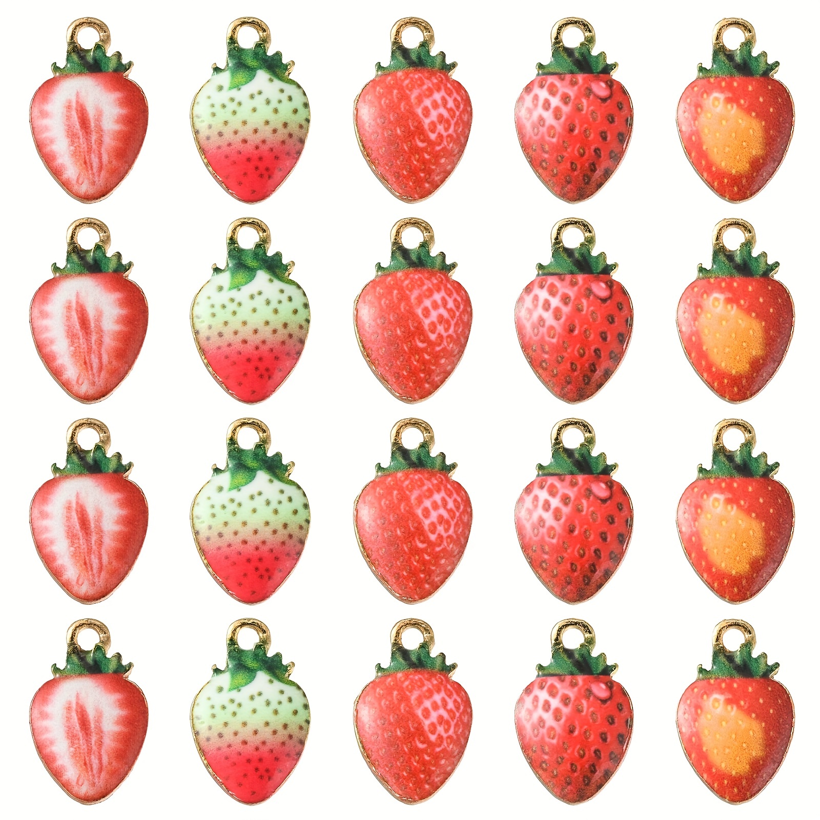 5 Styles Alloy Printed Imitation Food Charms Fruit Assorted - Temu