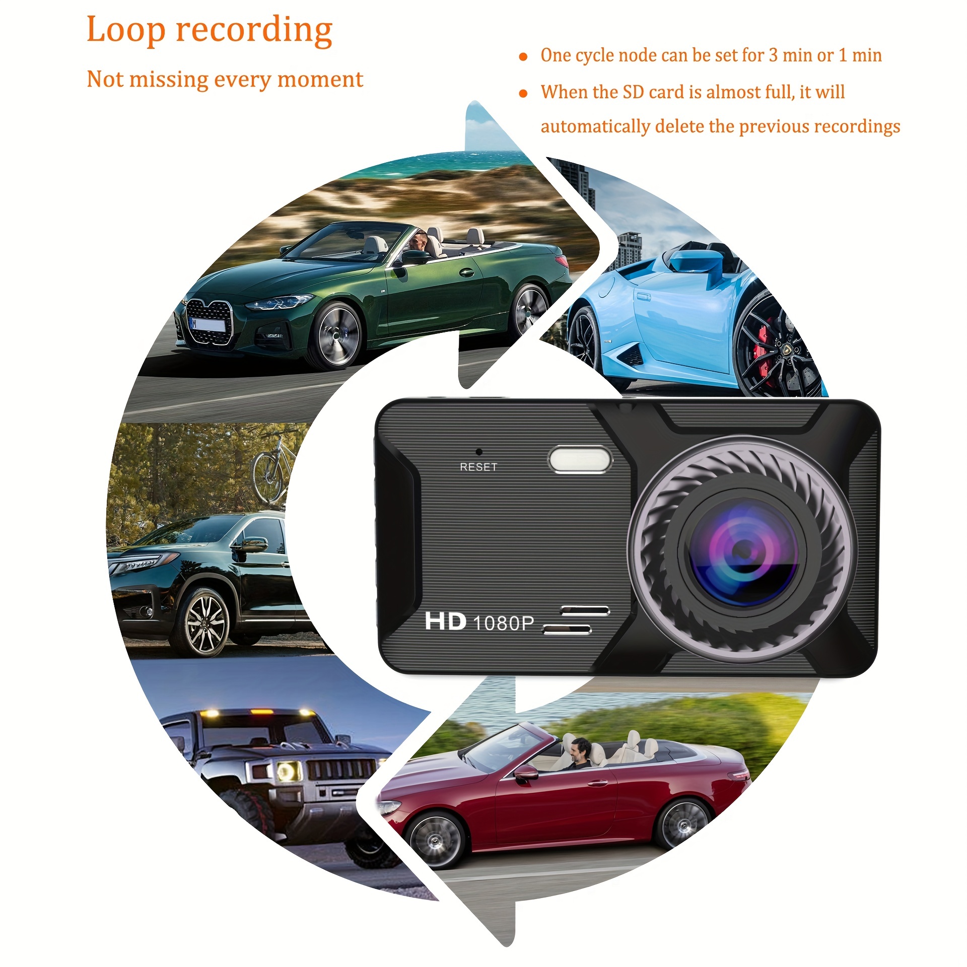 Auto Dashcam 1080p FHD 3 Kanal Dash Kamera Vorne Hinten - Temu Austria