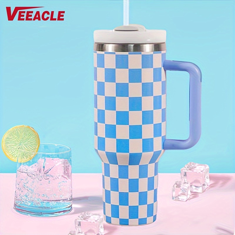 Plaid Tumbler With Lid Stainless Steel Insulated Water - Temu