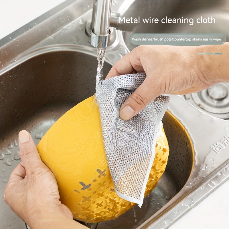 Wire Dishcloth Daily Cleaning Cloth Grid Non stick Oil - Temu