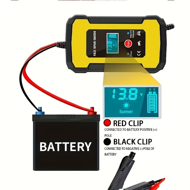 Chargeur intelligent de batterie de moto/voiture avec écran LCD
