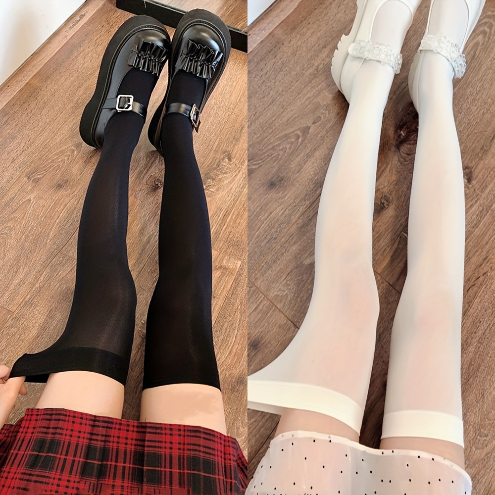 Solid Thigh High Socks Comfy Thin Knee Socks Women's - Temu Canada