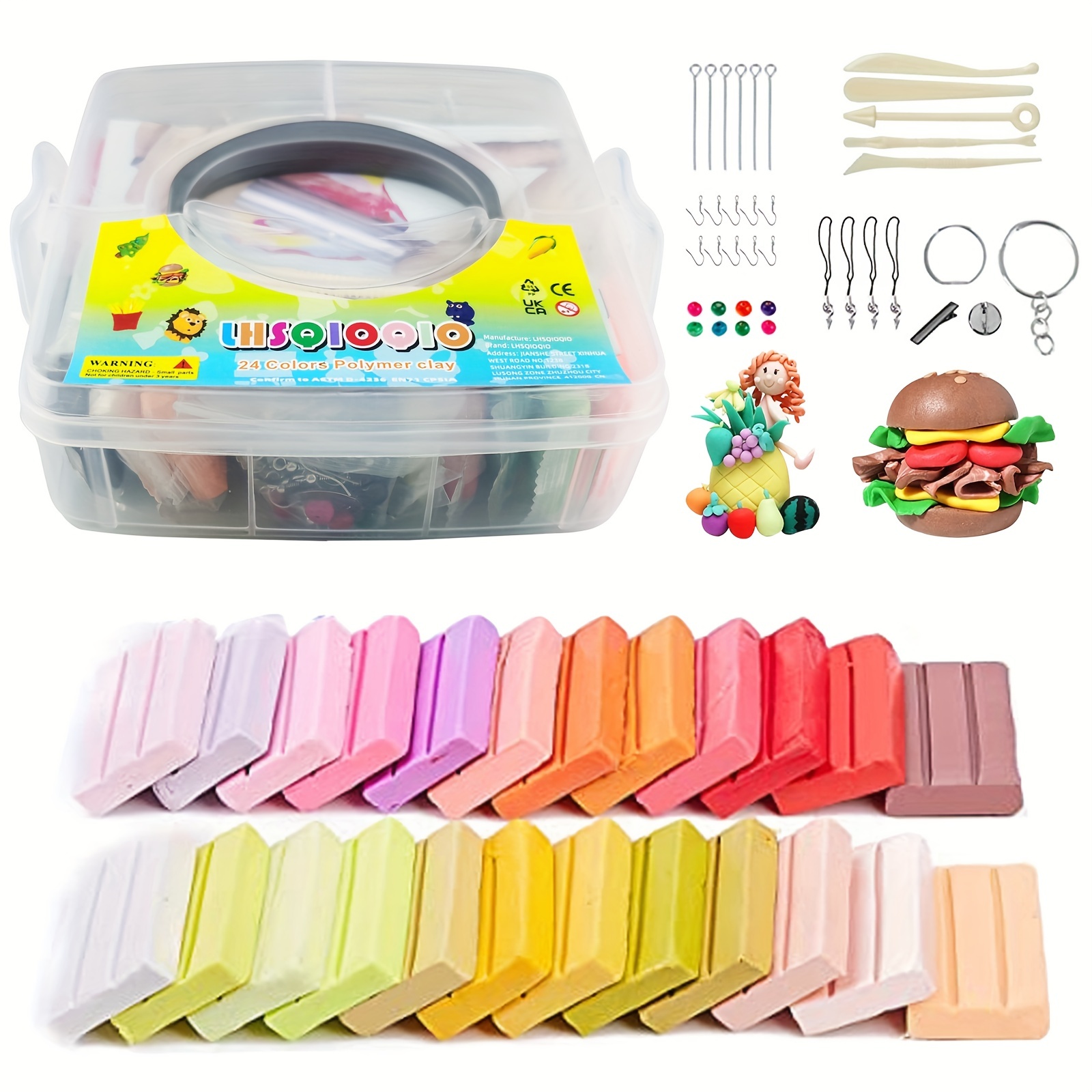 Polymer Clay Set 48 Colors Modeling Clay Sculpting and Oven Bake Kit Baking and Molding
