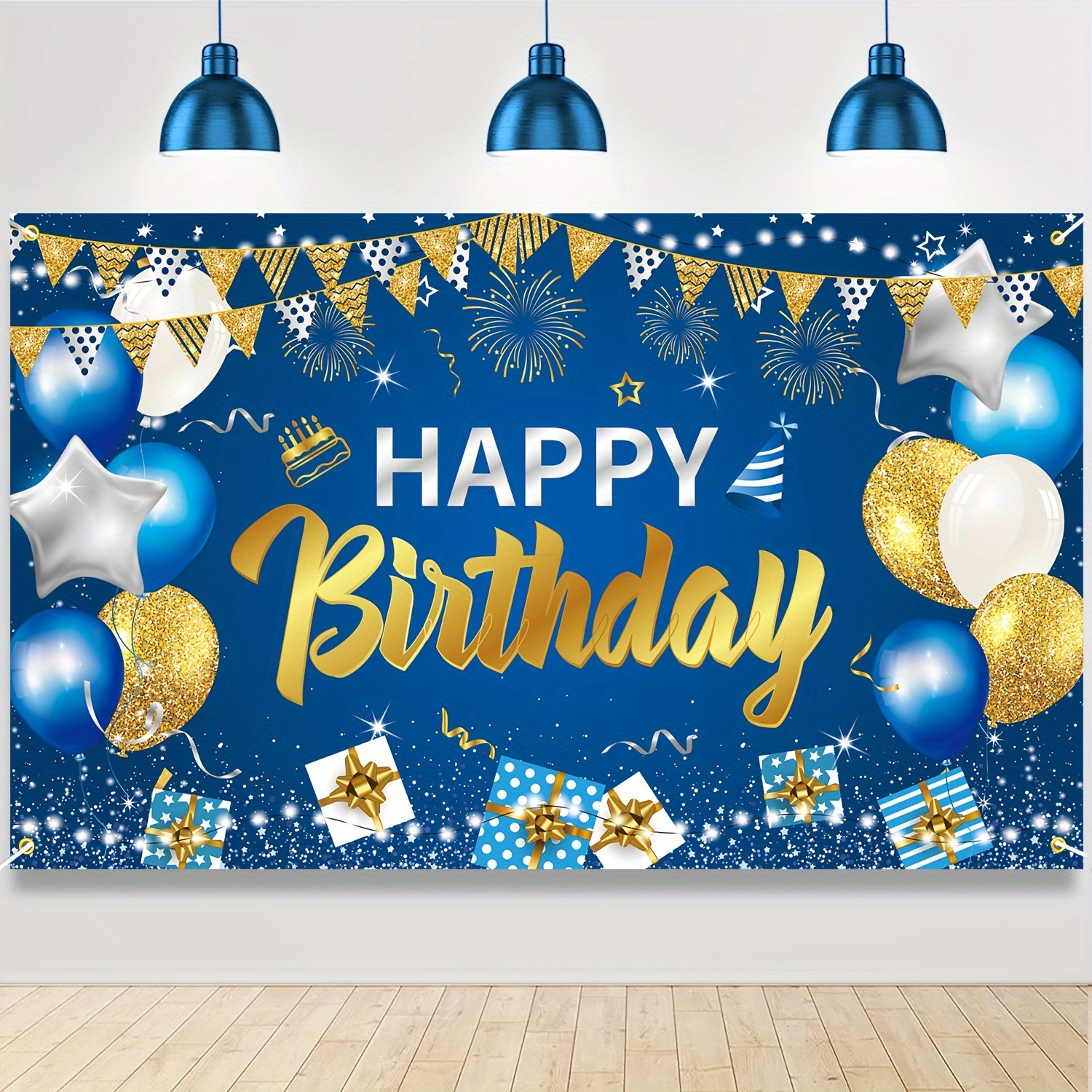 1pc, Pancarta De Feliz Cumpleaños (89.92x179.83cm), Pancarta De Decoración  De Fiesta De Cumpleaños * Marino Para Hombres, Pancarta De Fondo De Feli