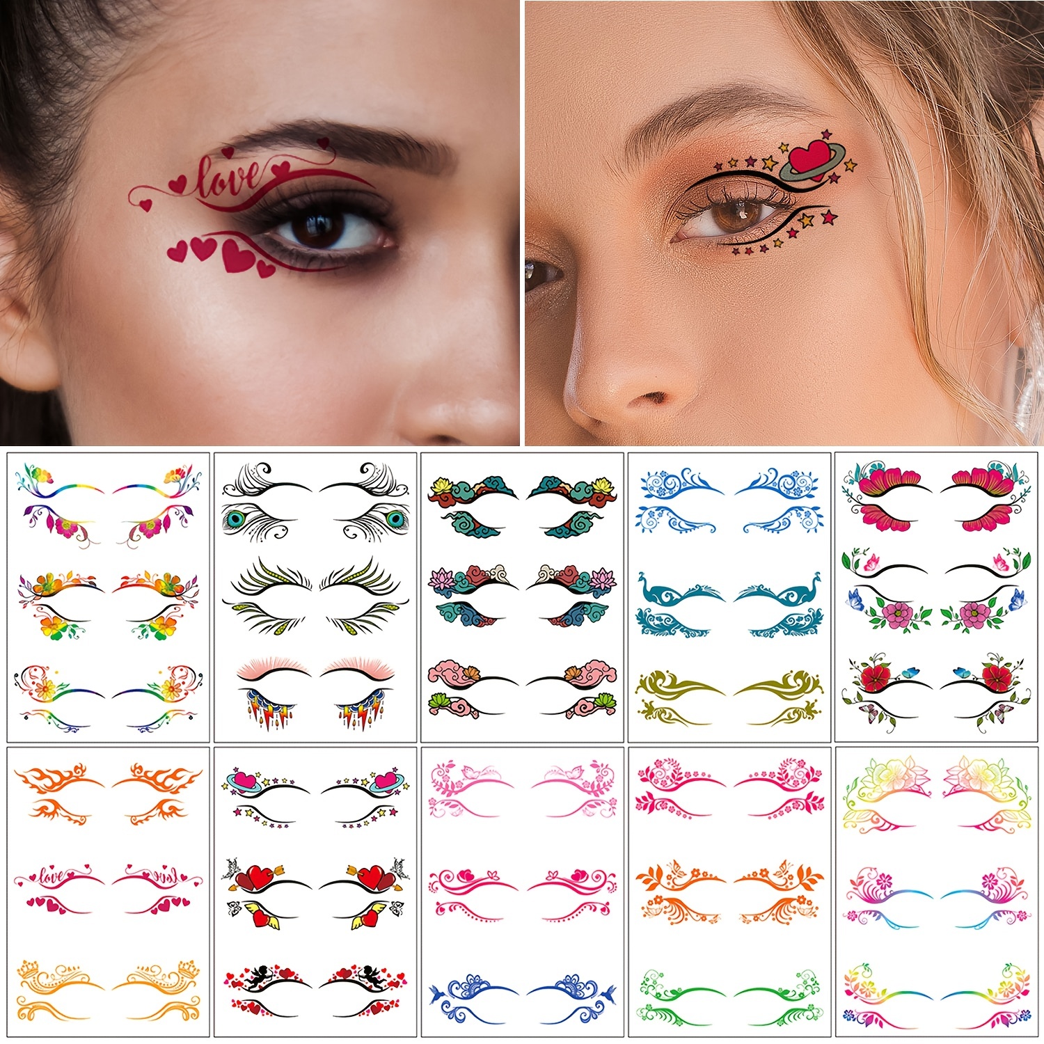 Fashion Cosplay Tattoo Face Eyes Crystal Diamond Glitter Eyeshadow Sticker  Rave Festival Makeup Body Art Accessories - Body Paint - AliExpress