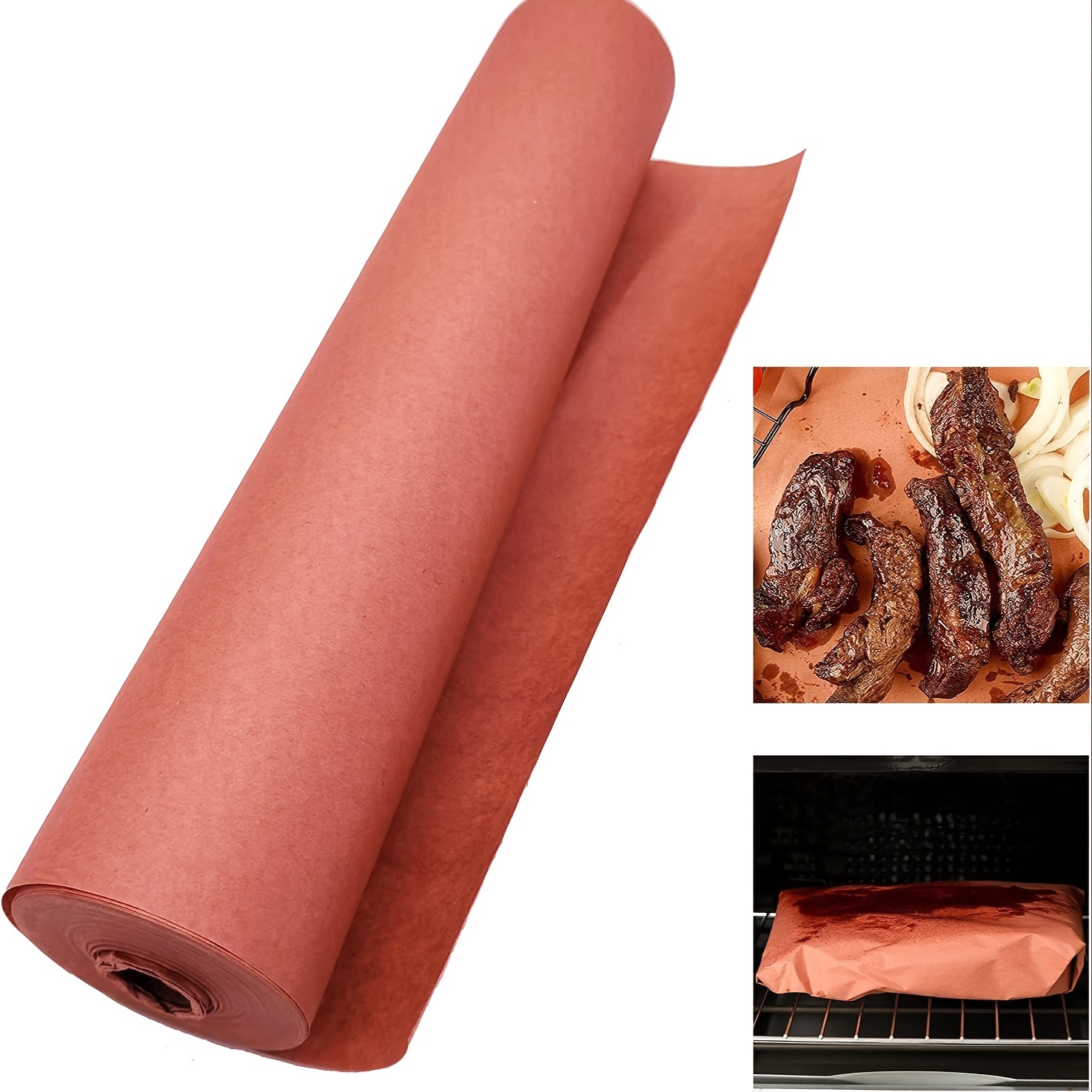 Pink Butcher BBQ Paper Roll (18 inch by 50 Feet) - Food Grade Peach Wrapping Paper for Smoking Beef Brisket Meat Texas Style, All Natural and