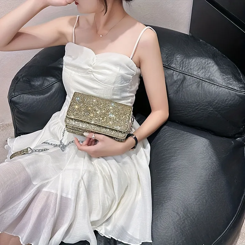 Mini Glitter Crossbody Bag, Bling Sparkle Shoulder Bag, Women's Classic  Handbag & Purse For Wedding Party Prom Cocktail - Temu