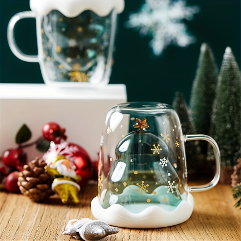 Christmas Tree Insulated Glass Coffee Mug - Milky Spoon