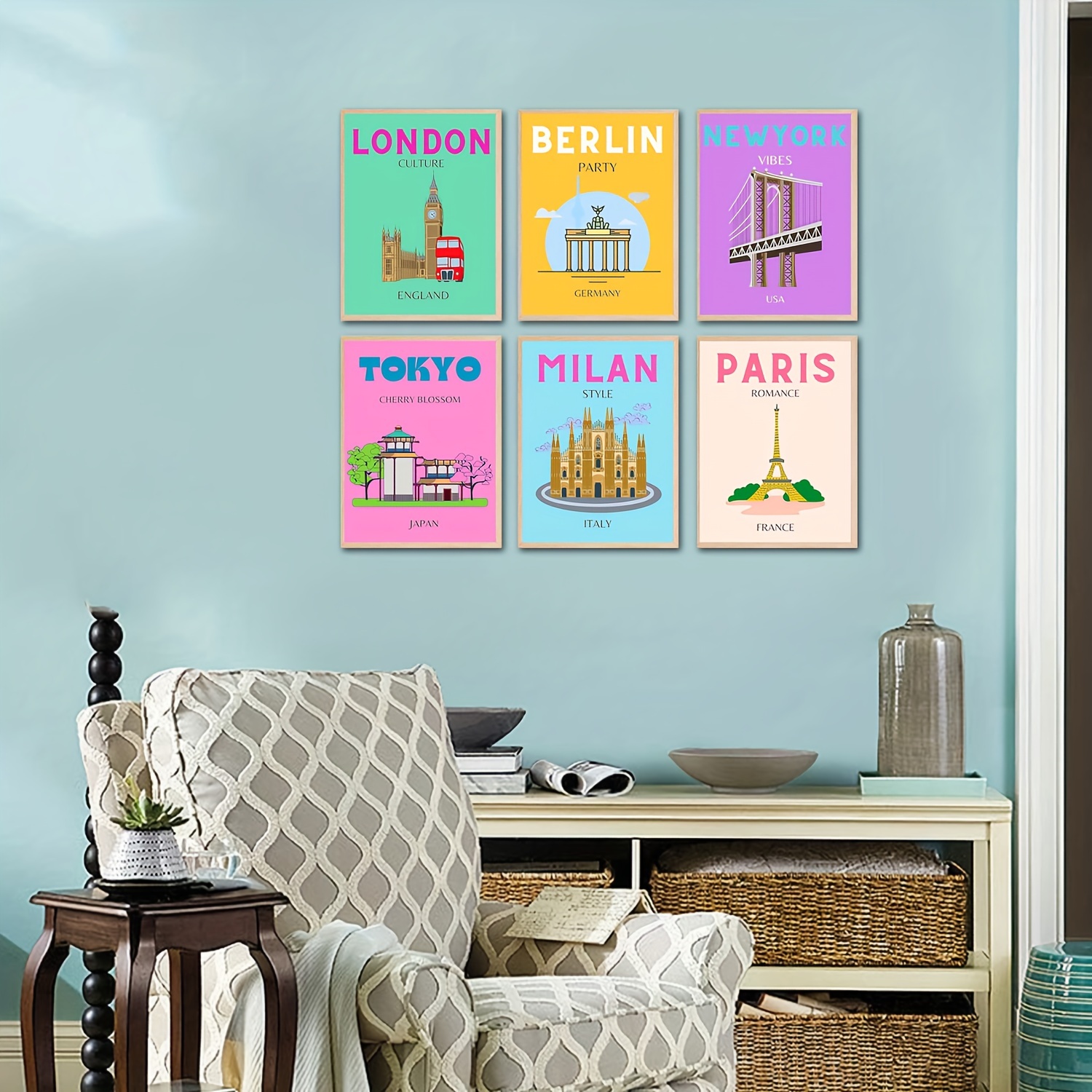 6pcs Preppy Room Decor Aesthetic City Posters Wall Art, Collage For Teenage  Girls Room Bedroom College Dorm Colorful Travel Preppy City Prints, Pictur