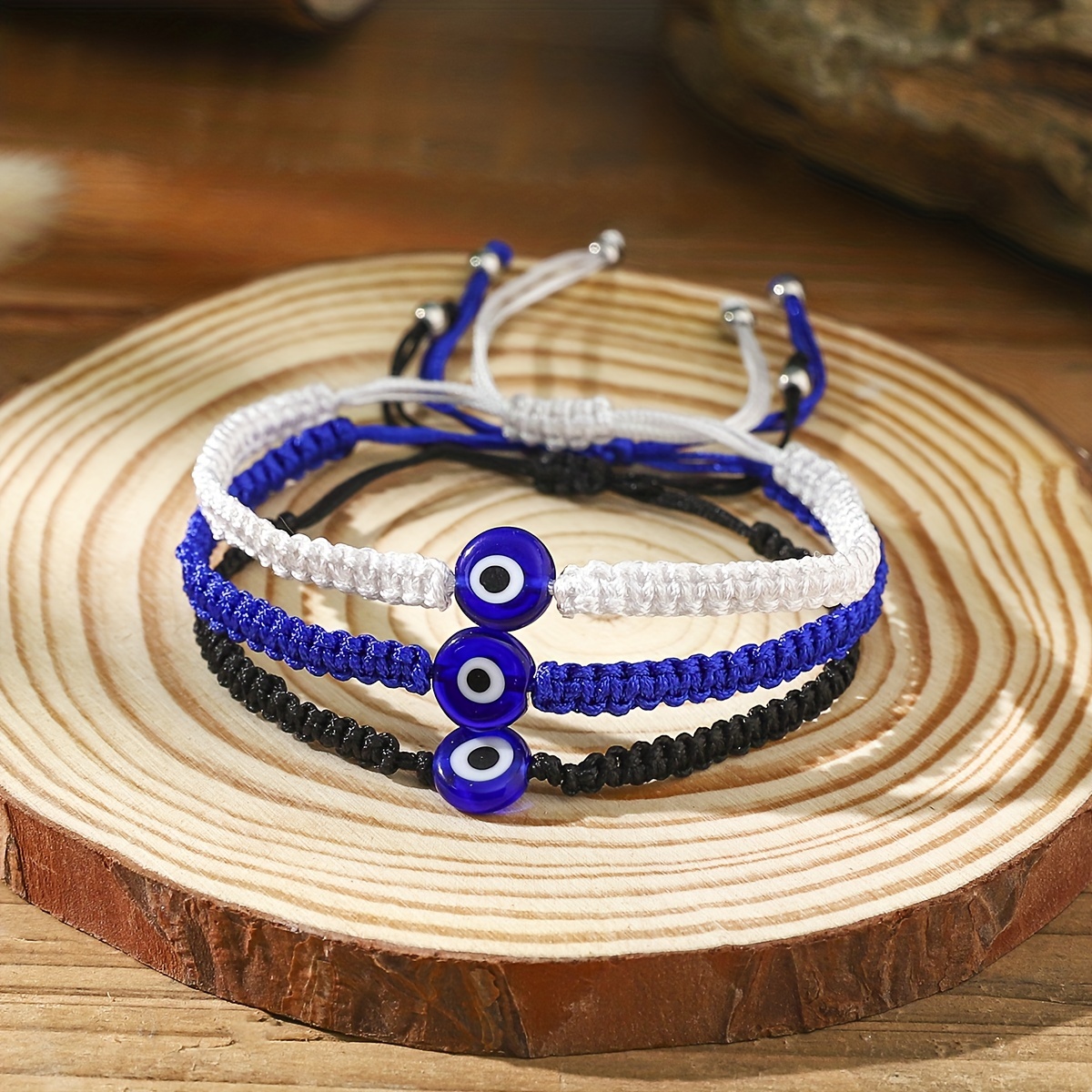 Bracelet cordon tressé bleu marine - Cadeau original pour homme.