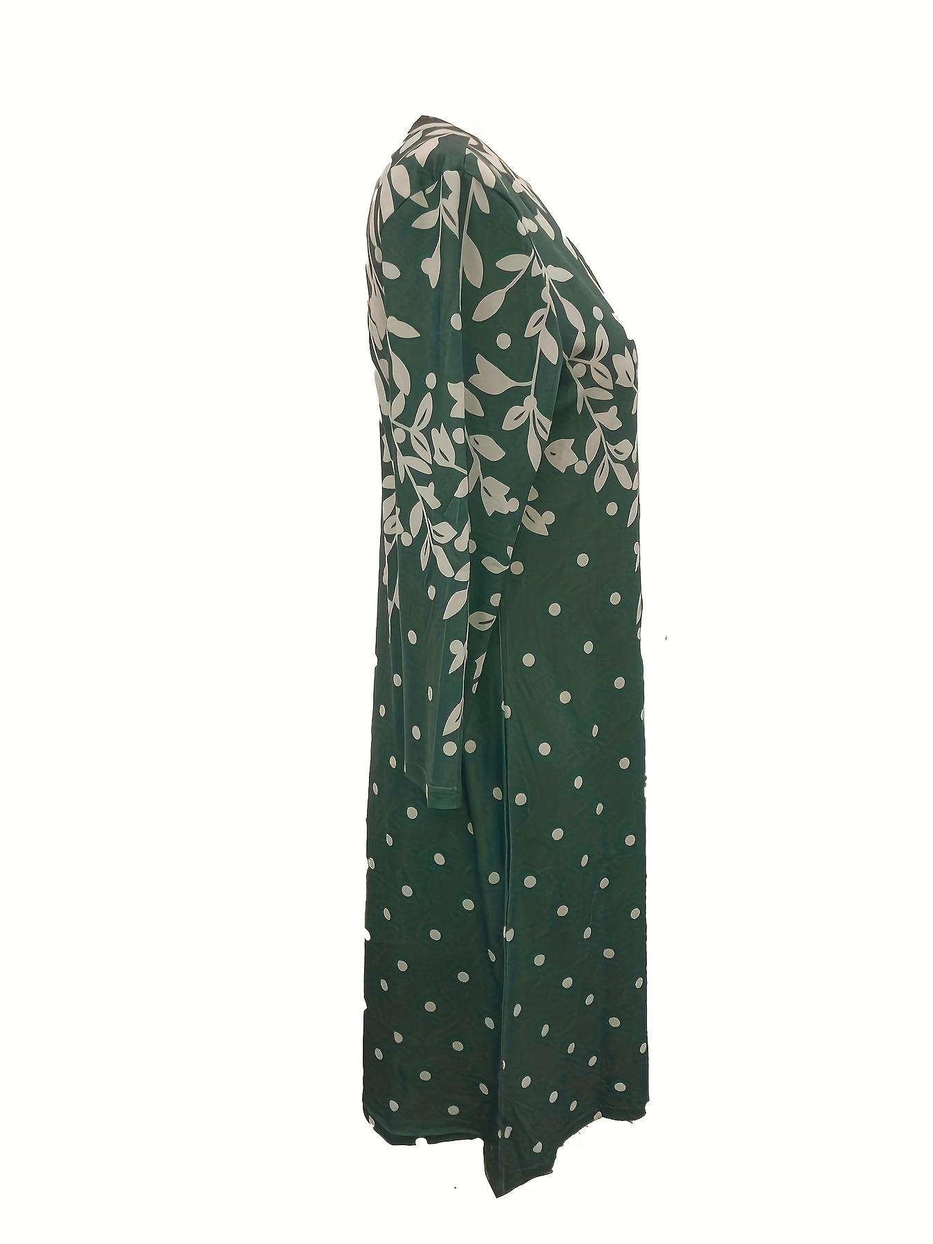 فستان بسيط بطبعة زهور، فستان كاجوال بأكمام طويلة ورقبة على شكل حرف V، ملابس نسائية