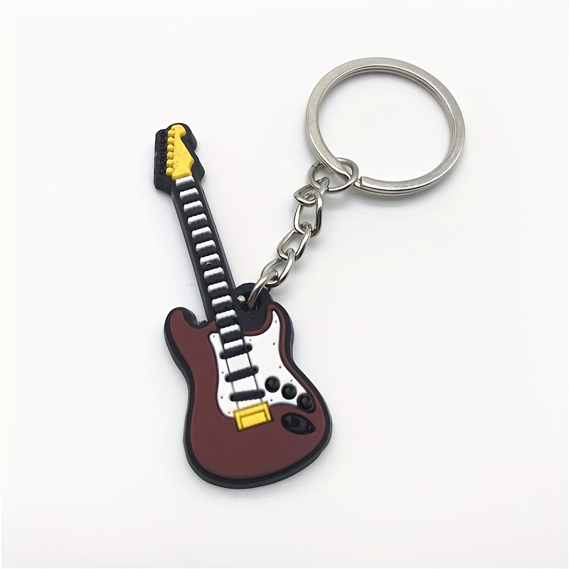 PVC Simulation Guitar Model Key Ring - Musical Instrument Keychain