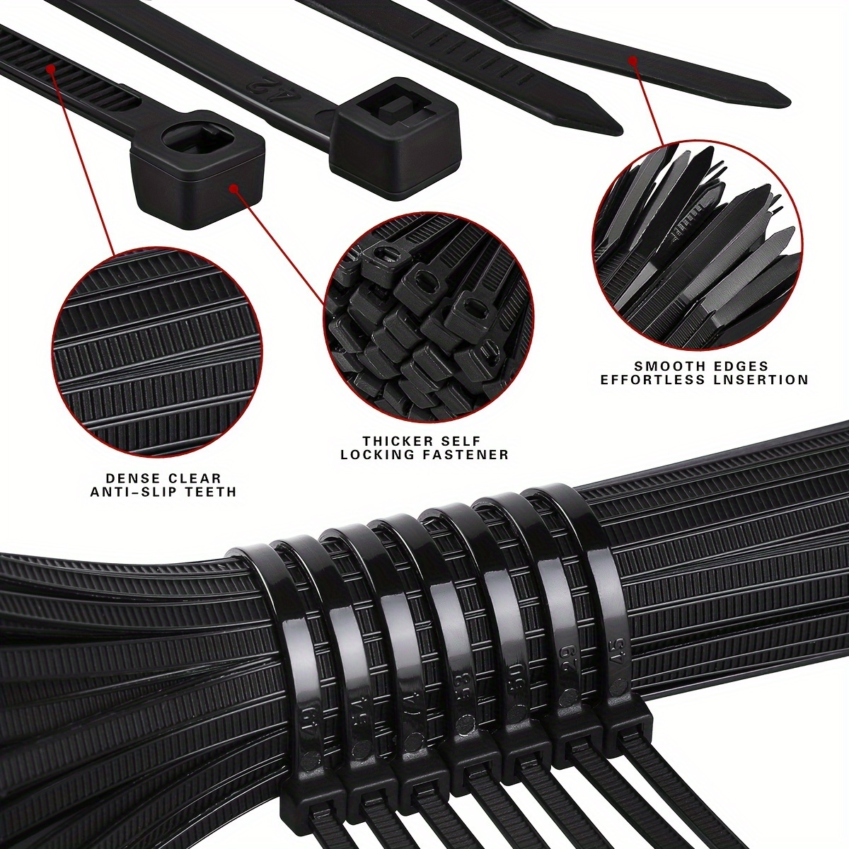 Commercial Electric Attaches de câble 8 pouces pour intérieur/extérieur en  nylon résistant