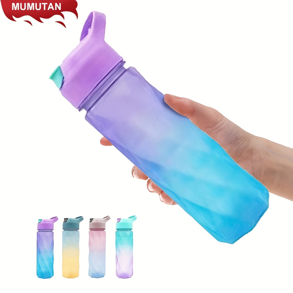 1pc Sporty Gradient Matte Plastic Water Bottle Portable Space Cup