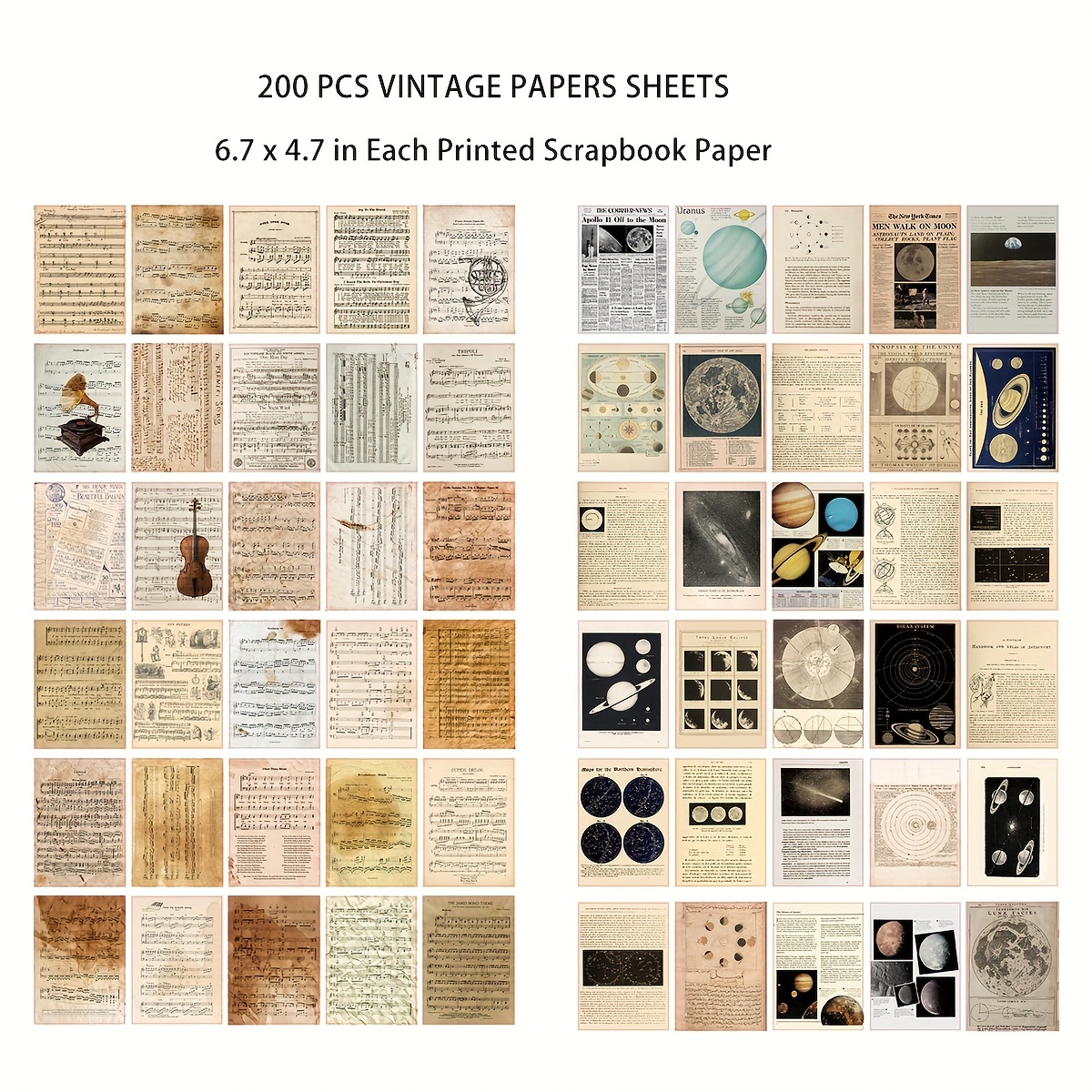 200 Sheets of Vintage Paper for Scrapbooking DIY Scrapbook Paper Supplies  Pack