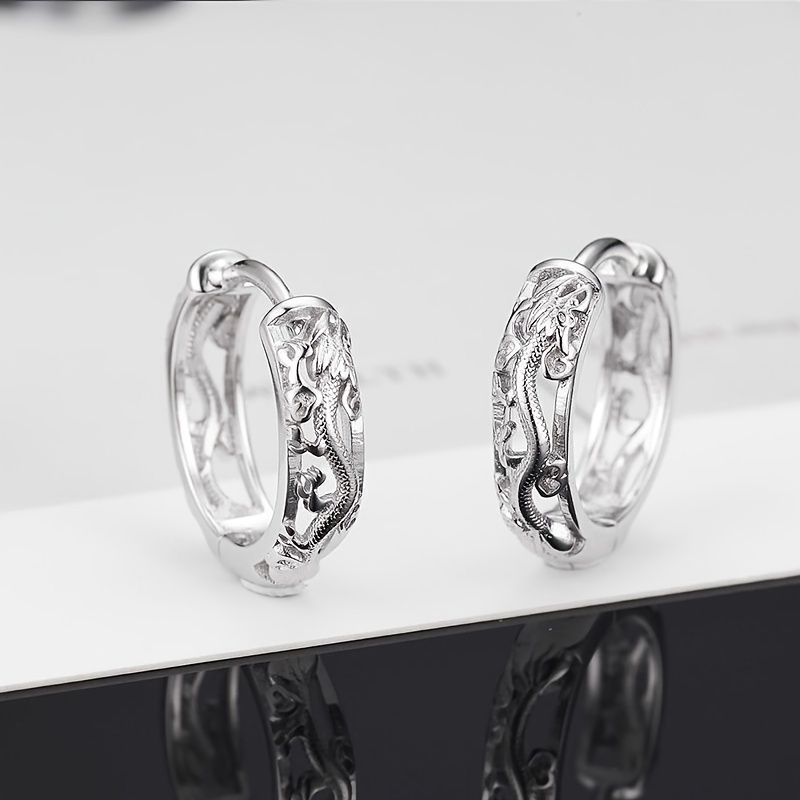 Vintage Hollow Dragon Hoop Cuff Earrings for Men