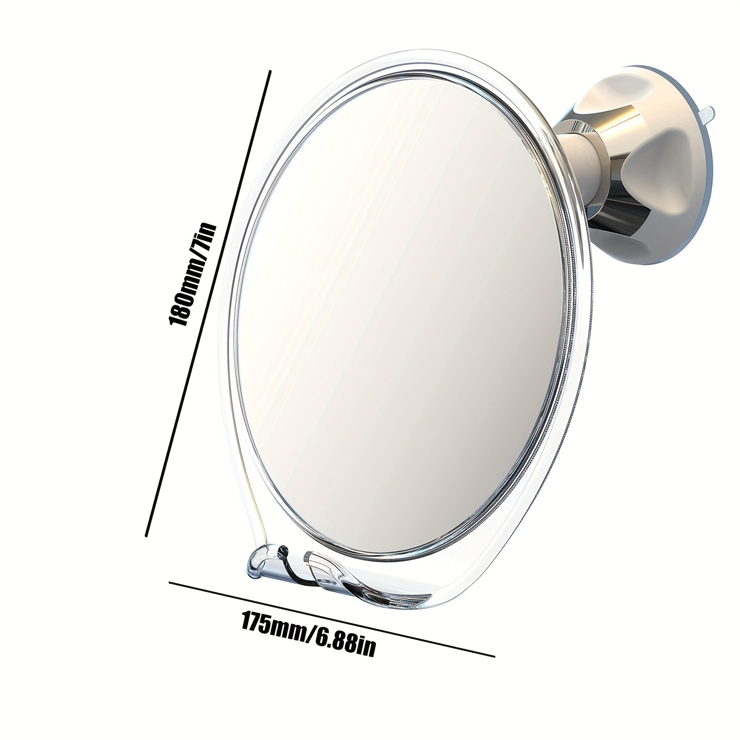  MIRRORVANA Espejo de afeitado de ducha con doble antivaho –  Superficie inastillable sin niebla con soporte para maquinilla de afeitar y  fuerte ventosa de 360° (8 x 7 pulgadas, blanco) 